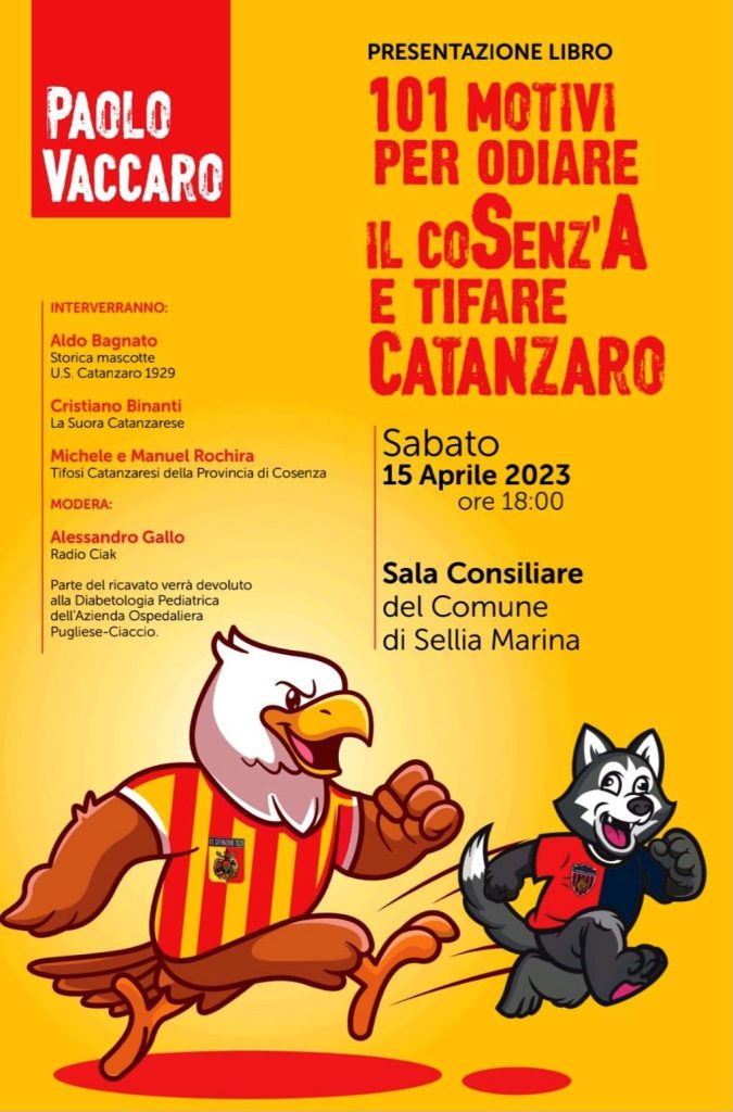 Locandina libro Paolo Vaccaro su rivalità Cosenza e Catanzaro