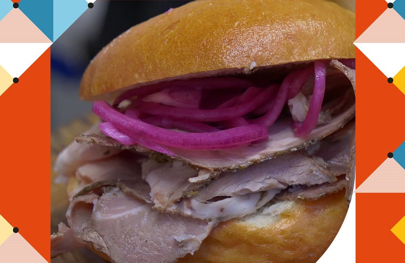 Panino con porchetta del Suino Nero dei Nebrodi
