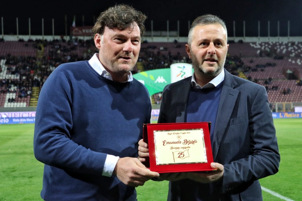 Reggina-Brescia premiazione e accoglienza Belardi
