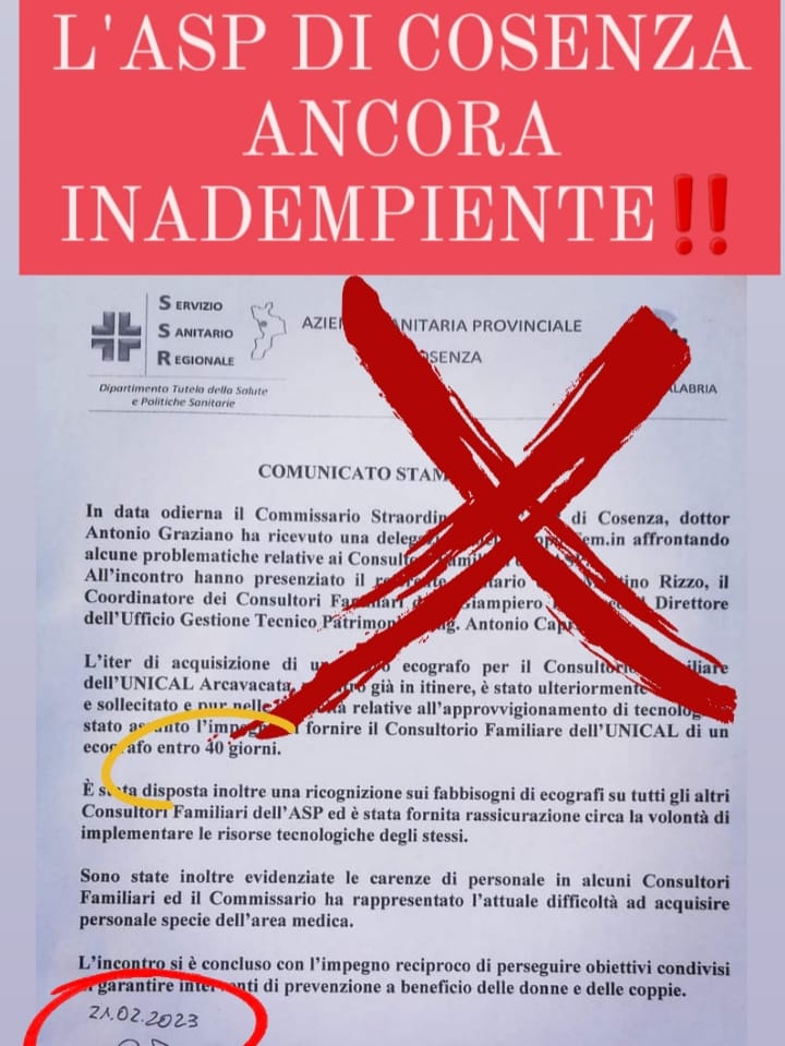 comunicato Asp senza ecografo