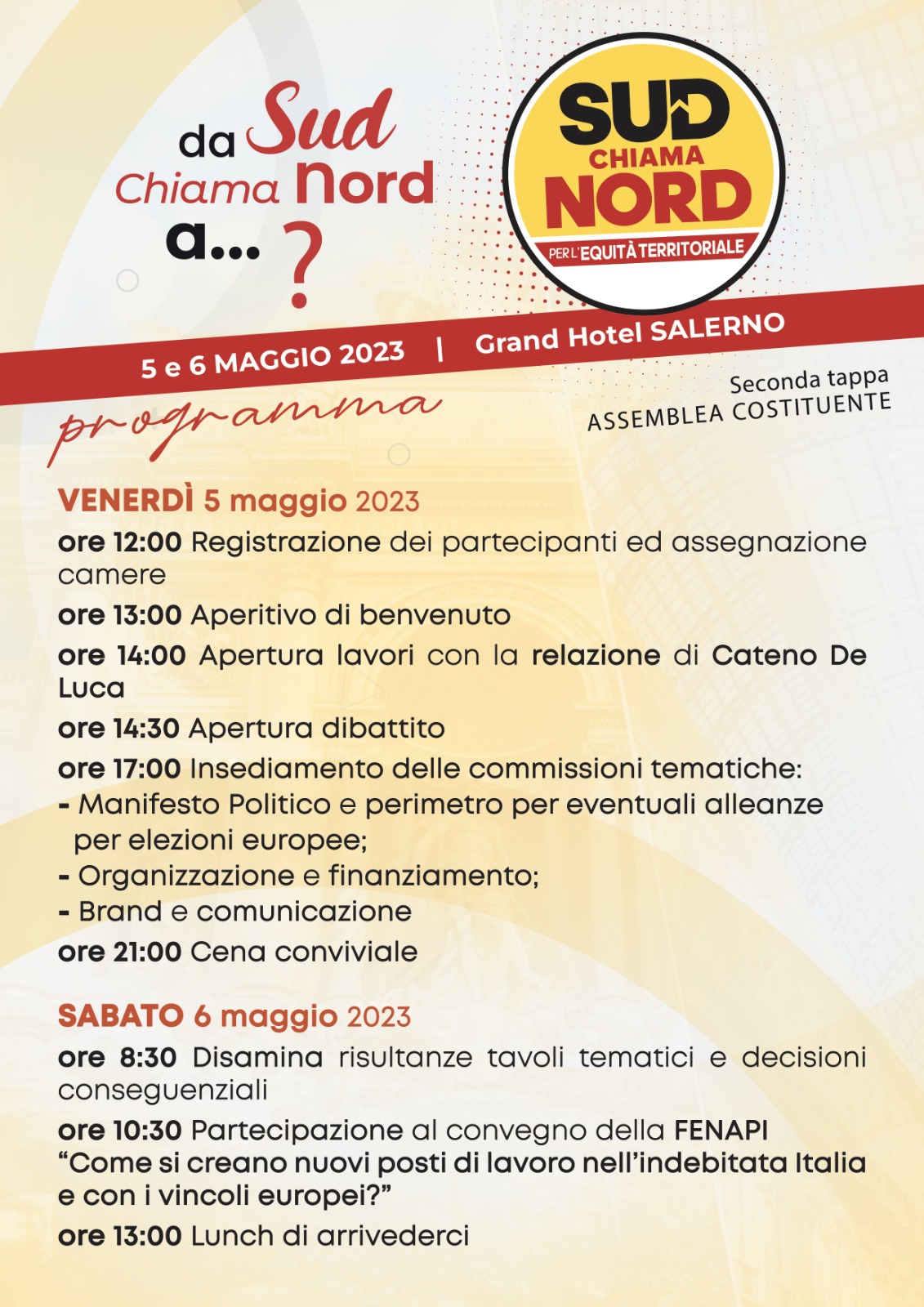 PROGRAMMA 5-6 MAGGIO sud chiama nord