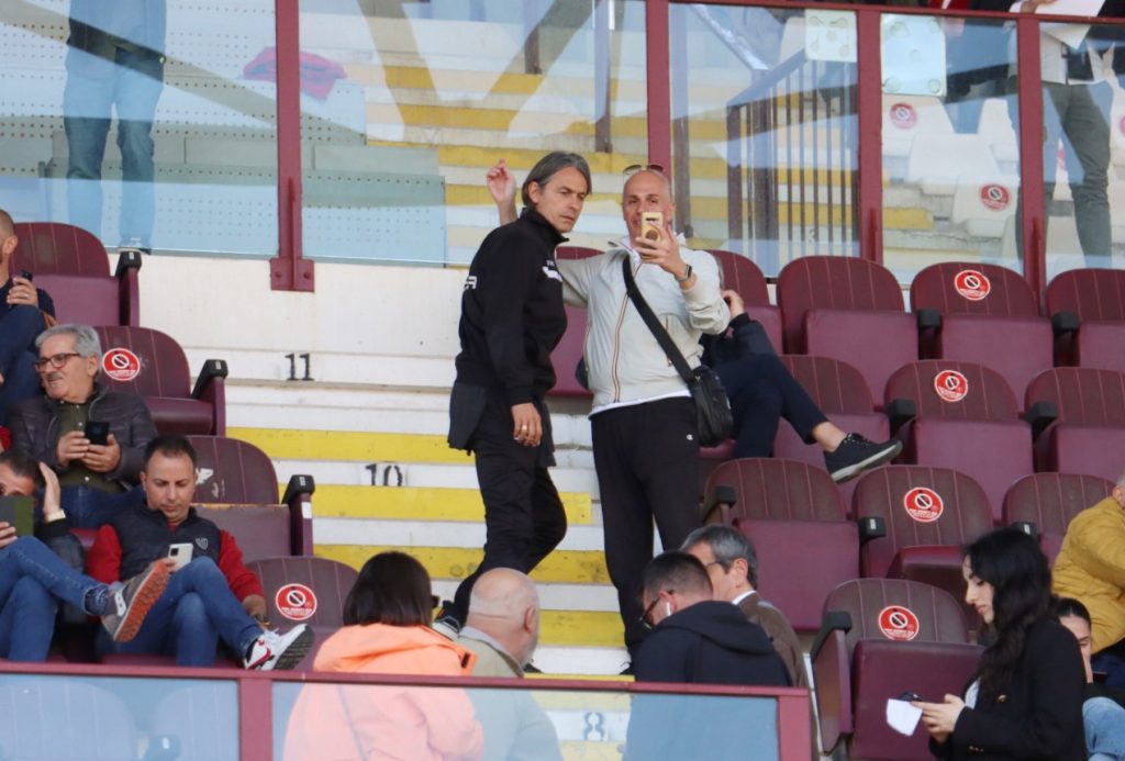 Reggina-Como prepartita Inzaghi in tribuna