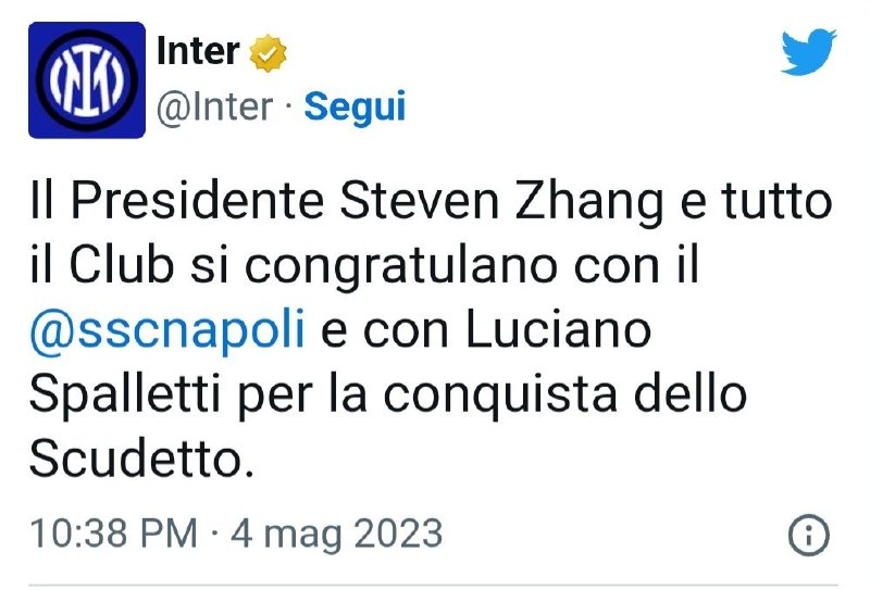 Scudetto Napoli auguri Inter