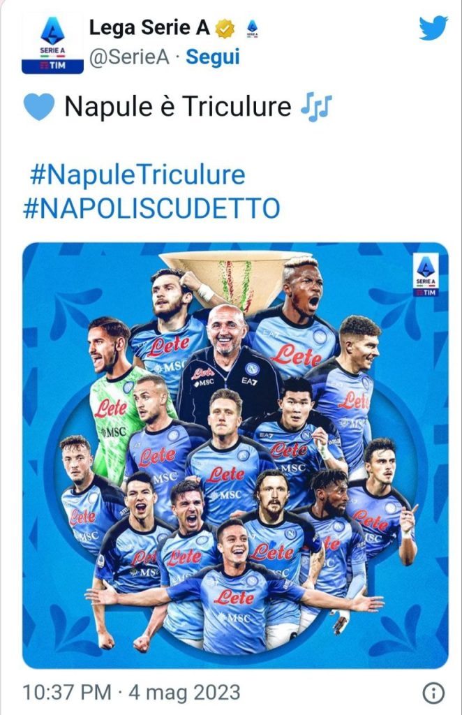 Scudetto Napoli auguri Lega Serie A