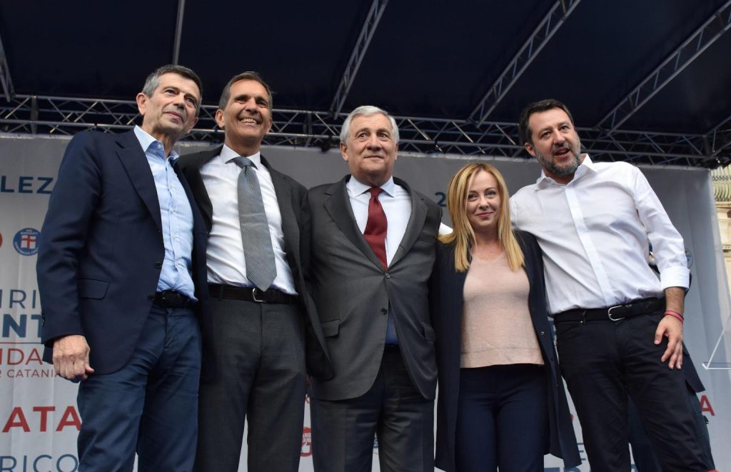 lupi salvini meloni tajani comizio catania