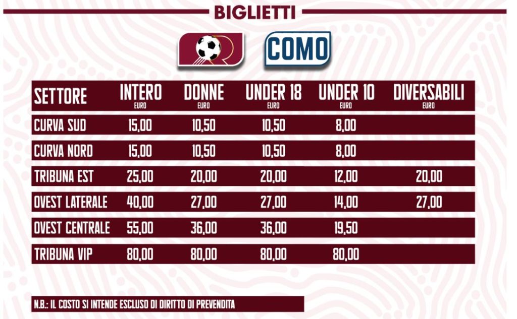 prevendita reggina como biglietti
