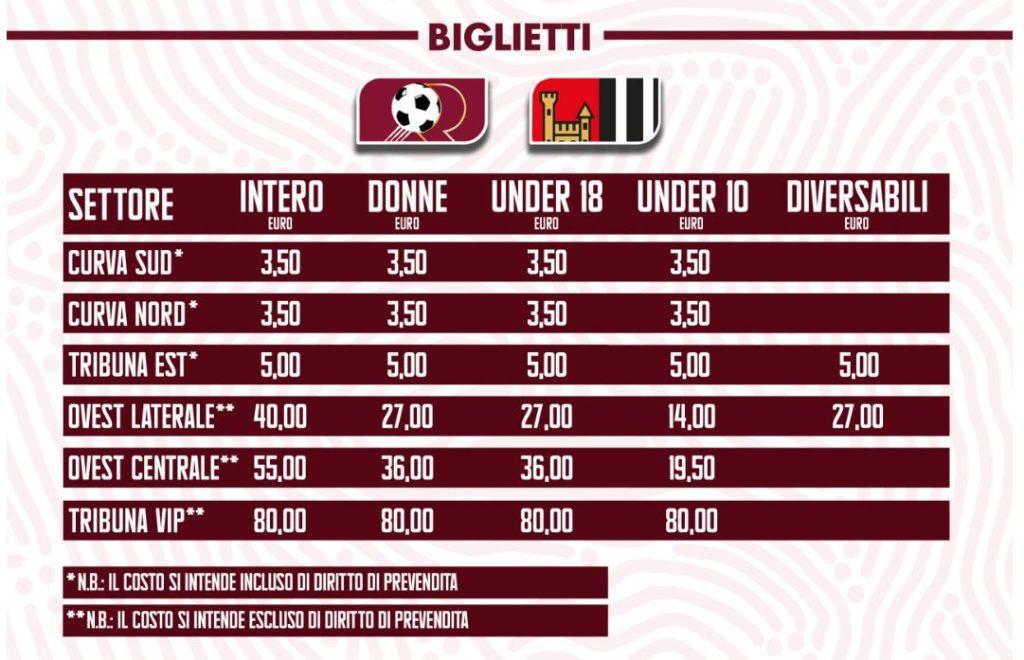 reggina ascoli prezzi biglietti