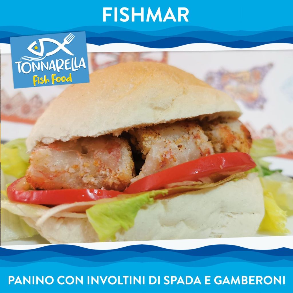 Panino con involtini di spada e gamberoni Tonnarella Fish Food