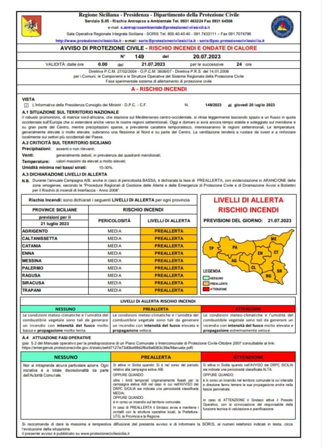 rischio incendio messina