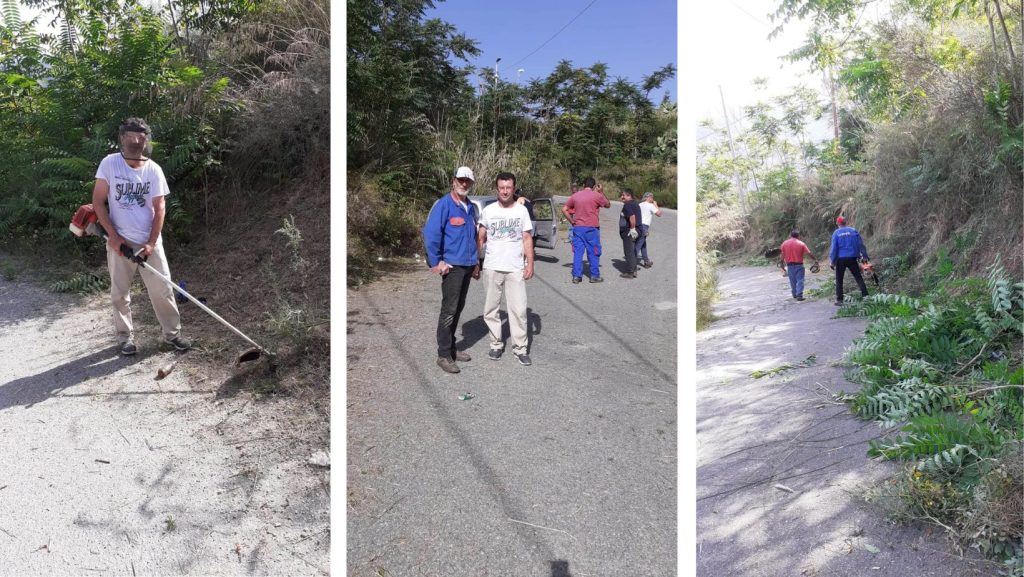 strada ripulita dalle erbacce