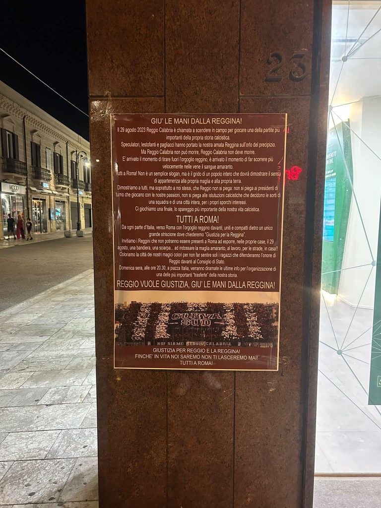 Comunicato Curva Sud per le vie della città