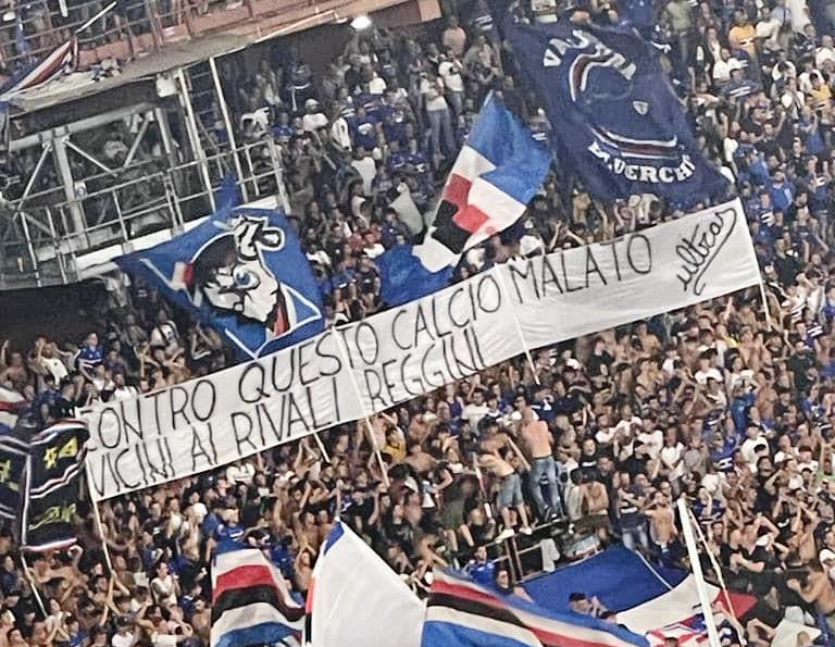 Striscione tifosi Sampdoria per la Reggina