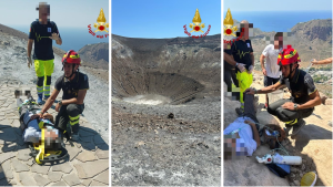 uomo soccorso vulcano