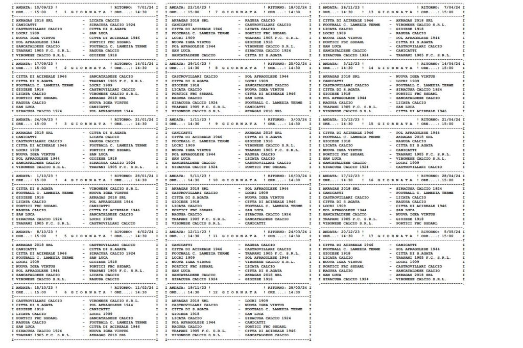 calendario serie d girone i 2023-2024