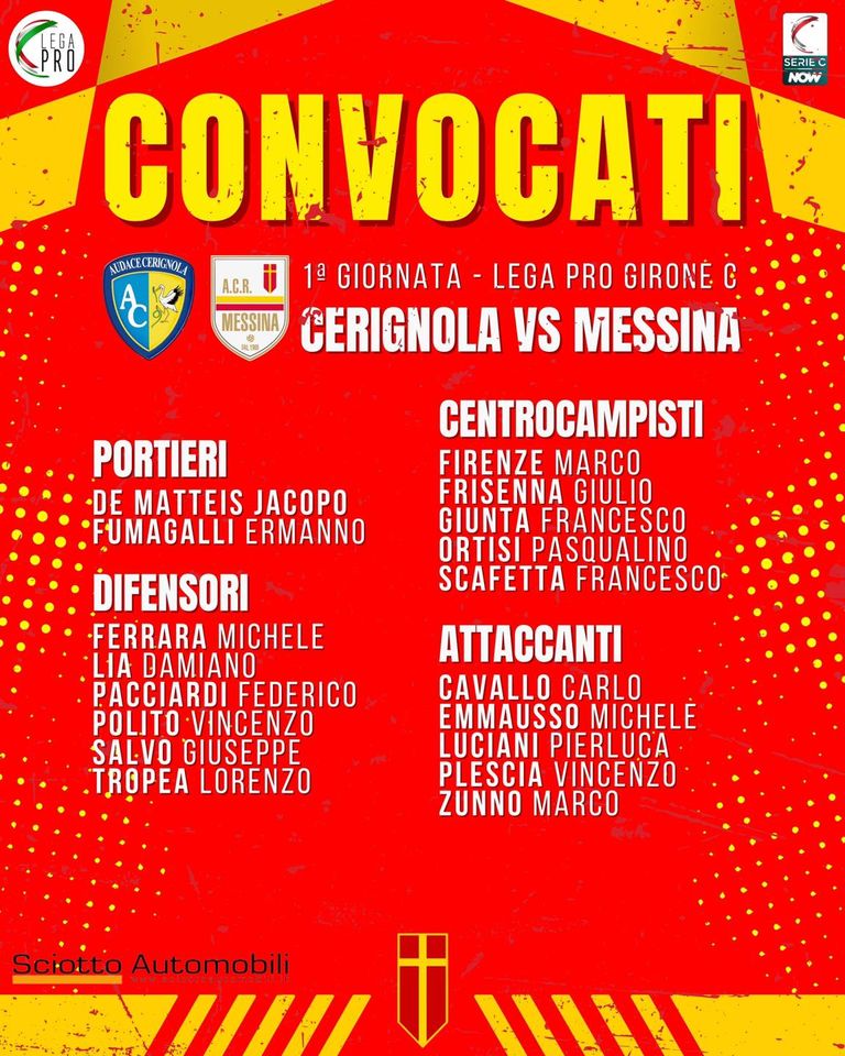 convocati cerignola messina