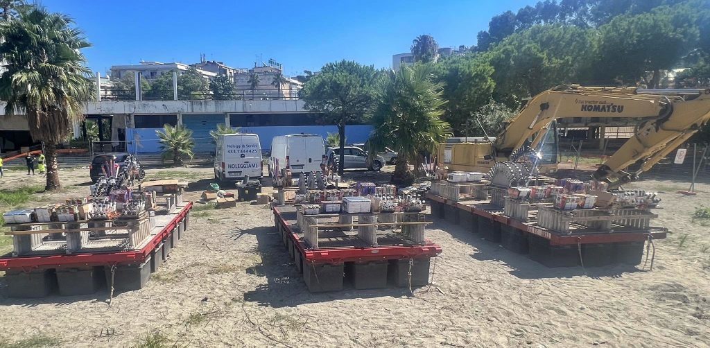 posizionamento zattere fuochi d'artificio festa di madonna 2023