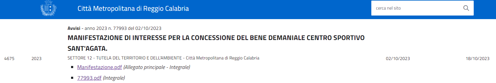 albo città metropolitana