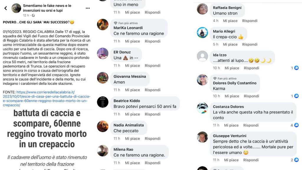 insulti cacciatore morto a reggio calabria