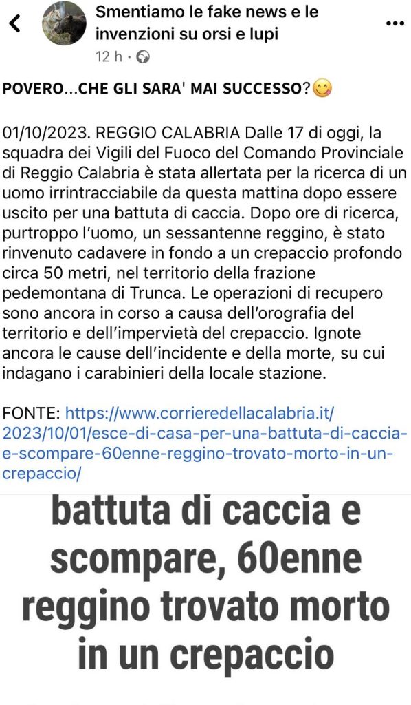 insulti cacciatore