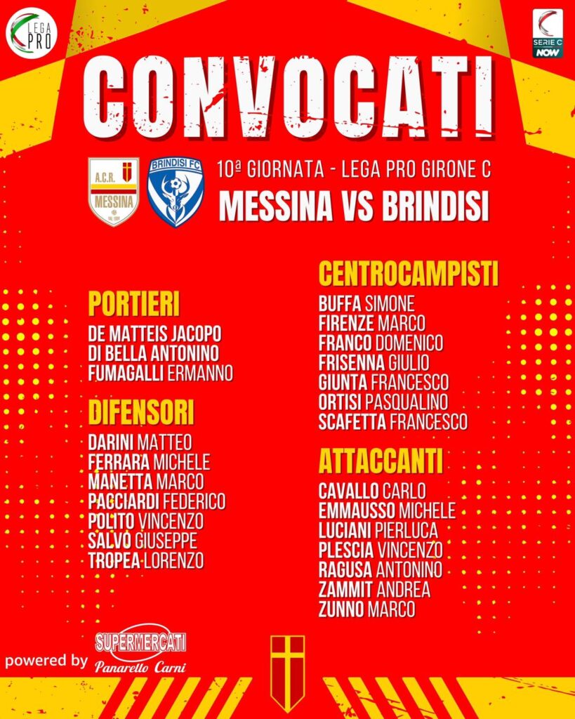 messina brindisi convocati modica