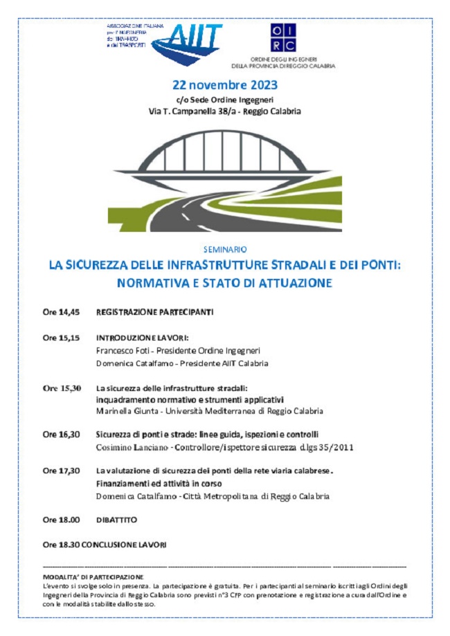 "La sicurezza delle infrastrutture stradali e dei Ponti", importante ...