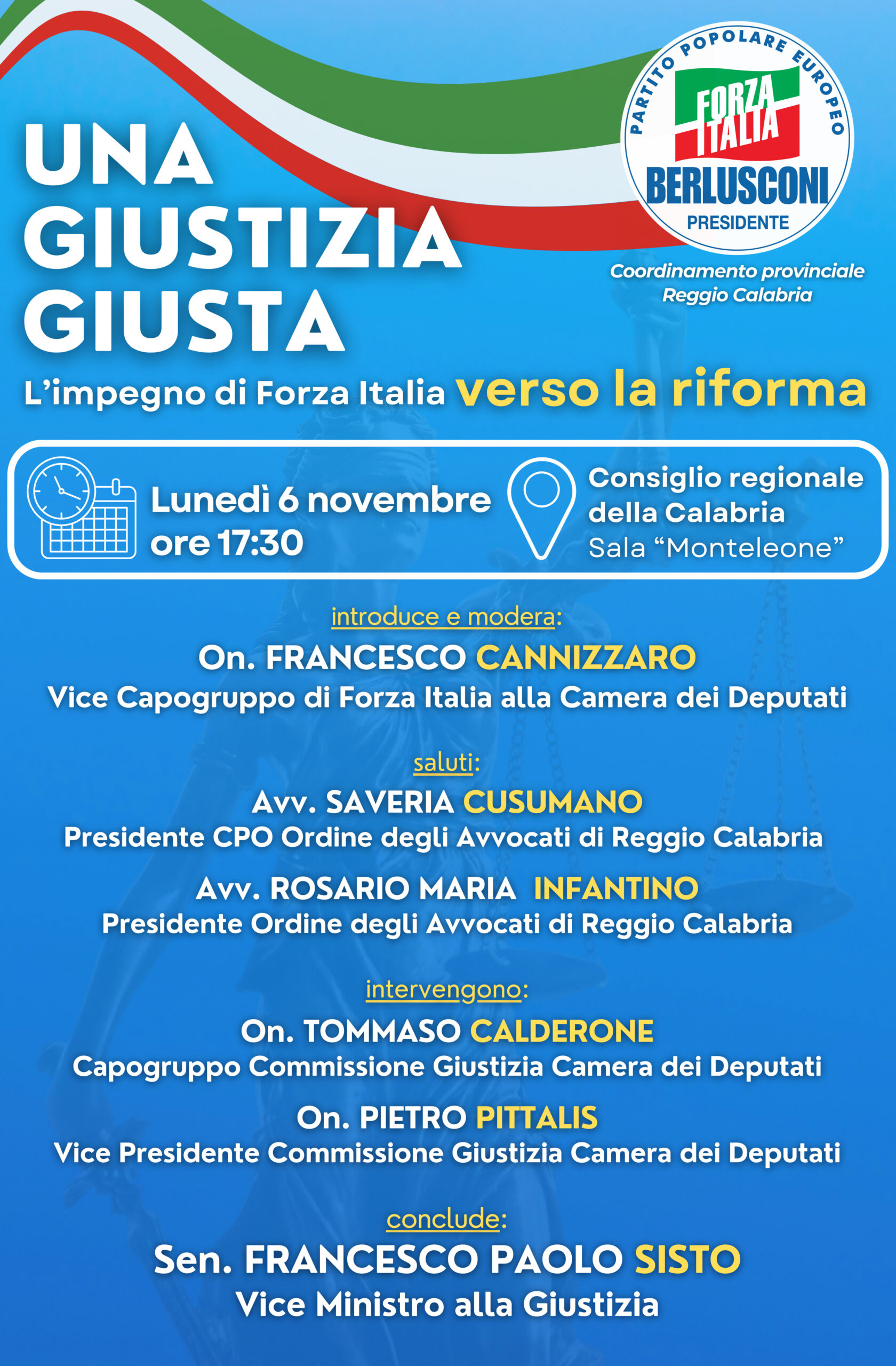 Locandina Convegno Giustizia Forza Italia RC