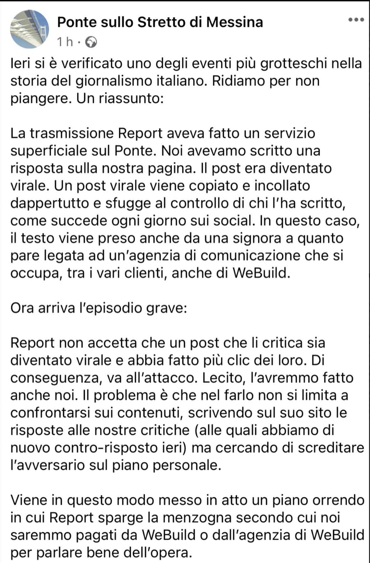 ponte sullo pagina stretto chiusa dopo servizio report