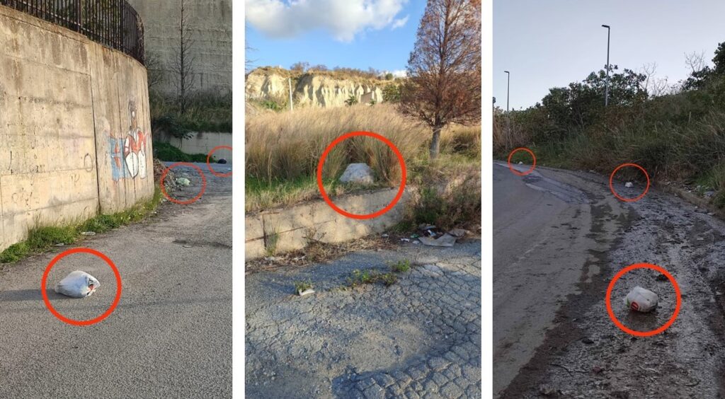 Buste di immonidizia al Parco Longhi Bovetto dopo pulizia