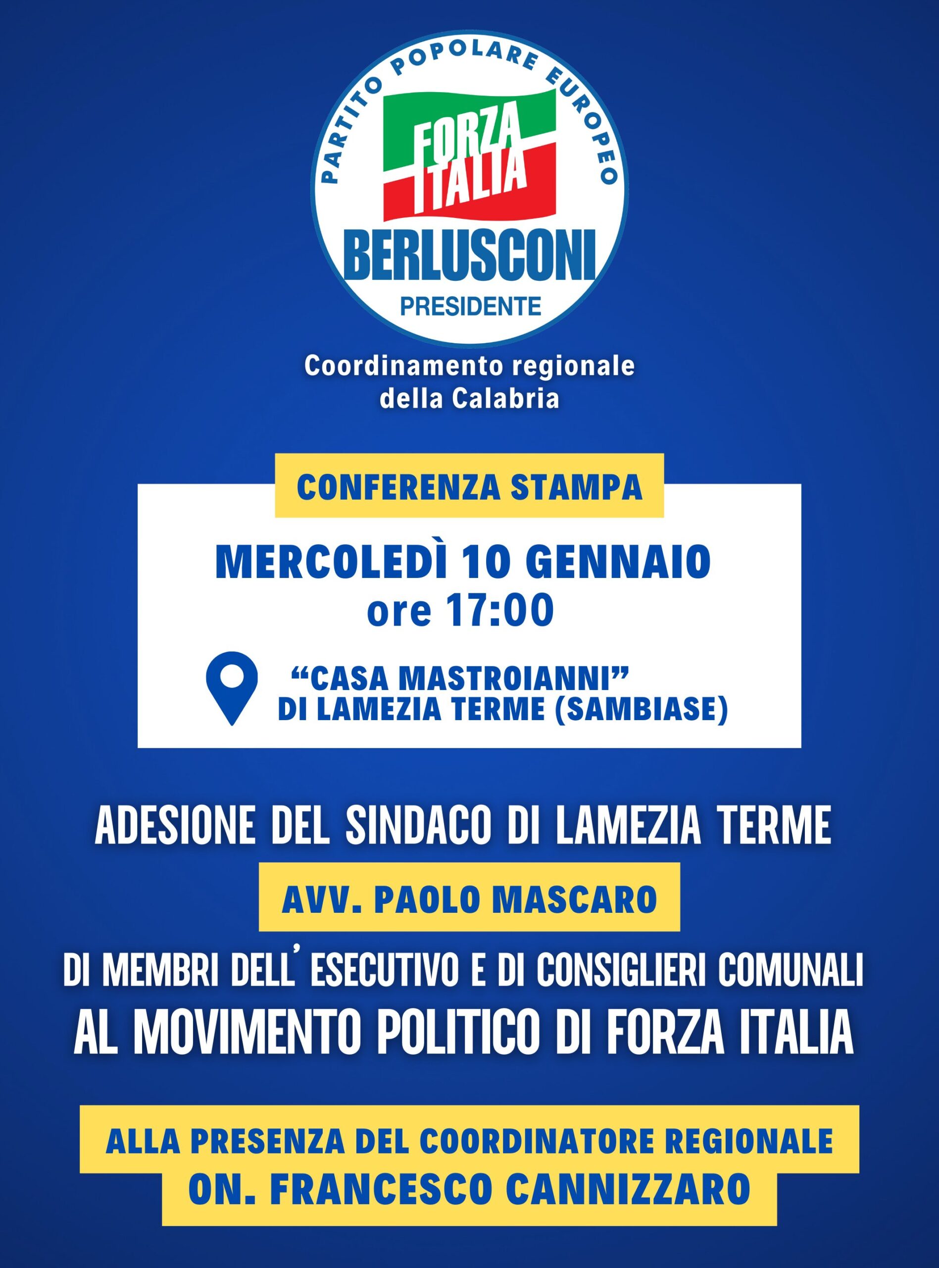 Forza Italia adesione sindaco Lamezia