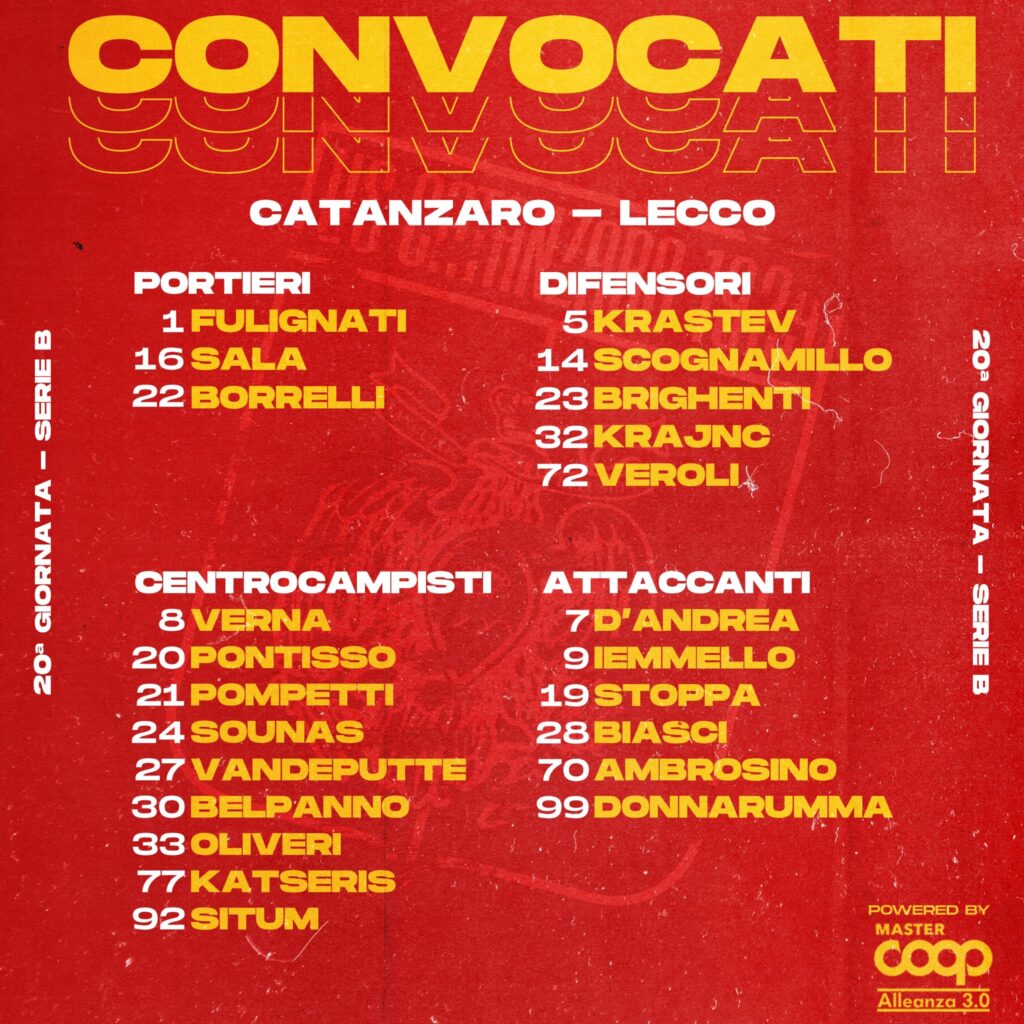 catanzaro-lecco convocati