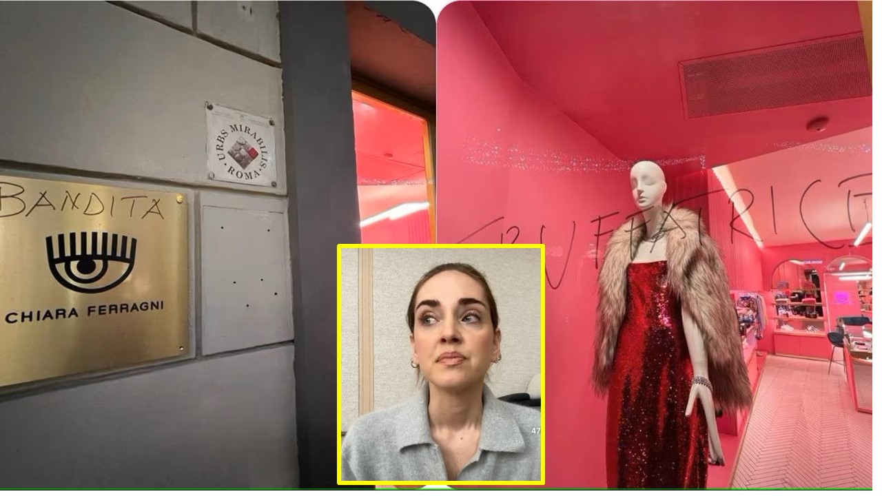 scritte contro negozio roma chiara ferragni
