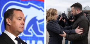 Medvedev e Meloni-Zelensky a Kiev