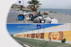 Parco Lineare Sud spazzatura e parcheggi sul murales
