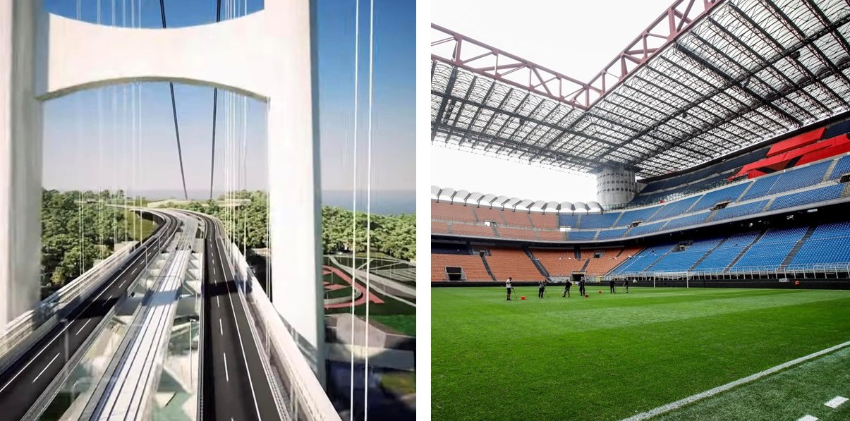 Ponte sullo Stretto e stadio San Siro