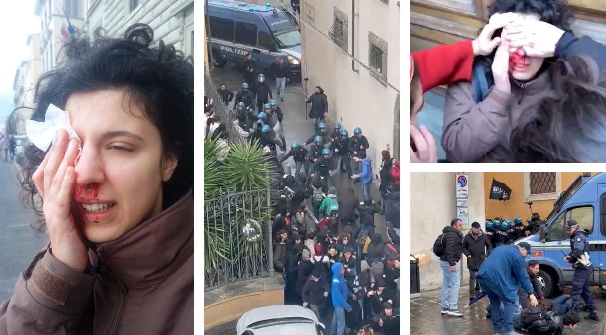 manganellate polizia cortei pro palestina