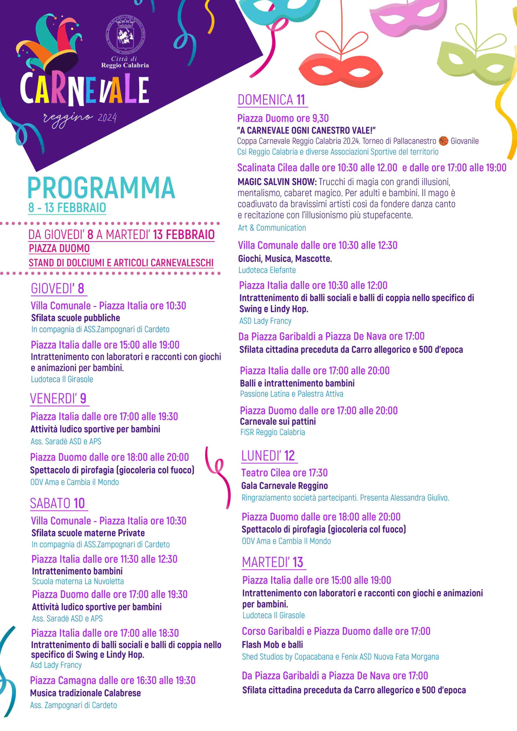 programma carnevale reggino
