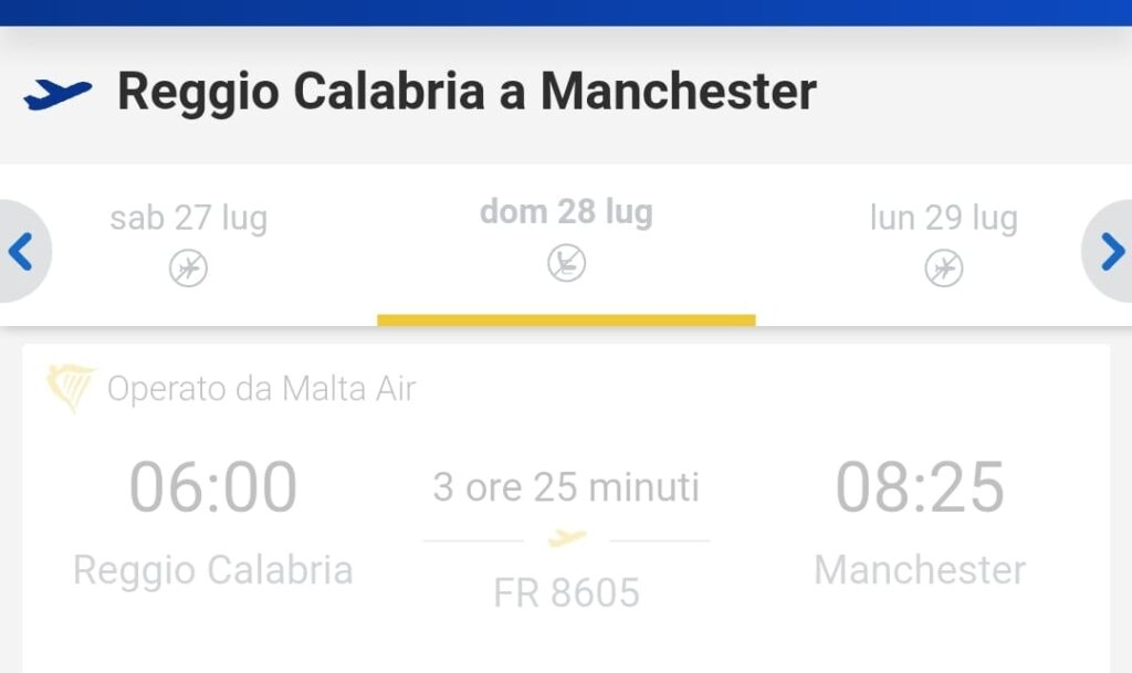 rotte ryanair reggio calabria