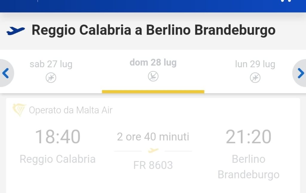 rotte ryanair reggio calabria