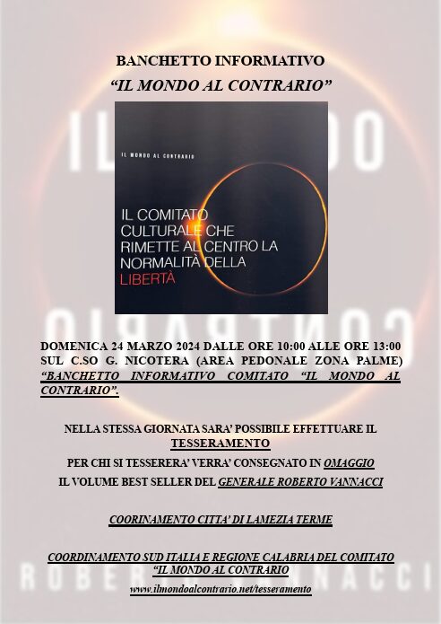 locandina banchetto informativo il mondo al contrario