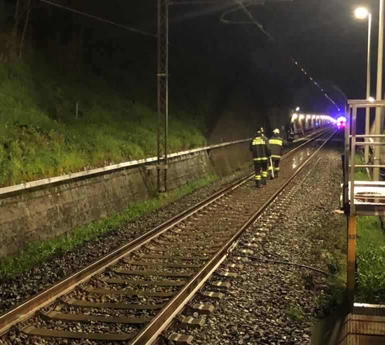 vigili del fuoco binari notte