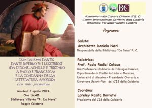 Foto manifesto - Lectiones DANTIS – DANTE INFERNO V