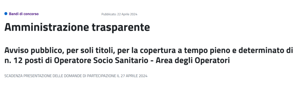 bando di concorso asp vibo
