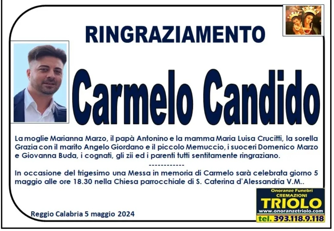 manifesto ringraziamenti Candido