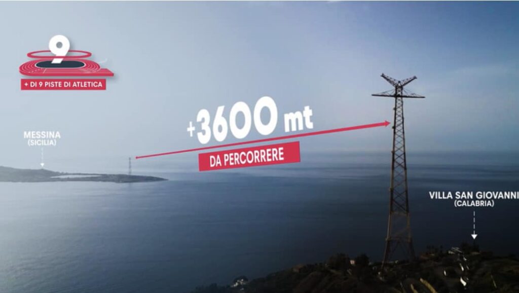 Sospeso tra la Calabria e la Sicilia l’atleta Red Bull Jaan Roose attraverserà lo Stretto di Messina su una slackline di soli 1,9 cm di larghezza