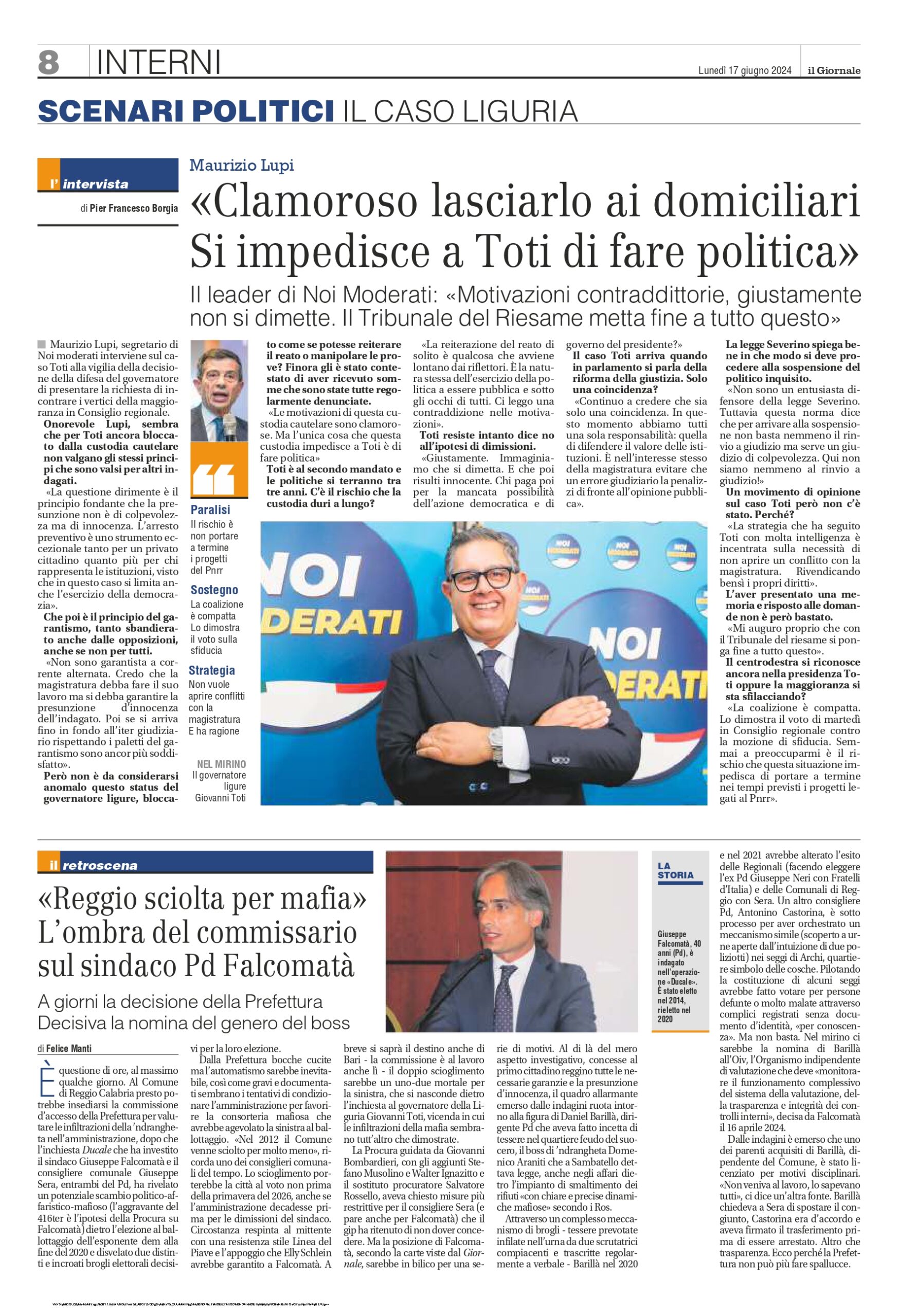 il giornale 17 giugno 2024 scioglimento reggio