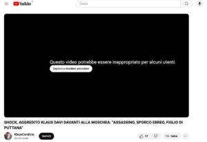 video klaus davi rimosso