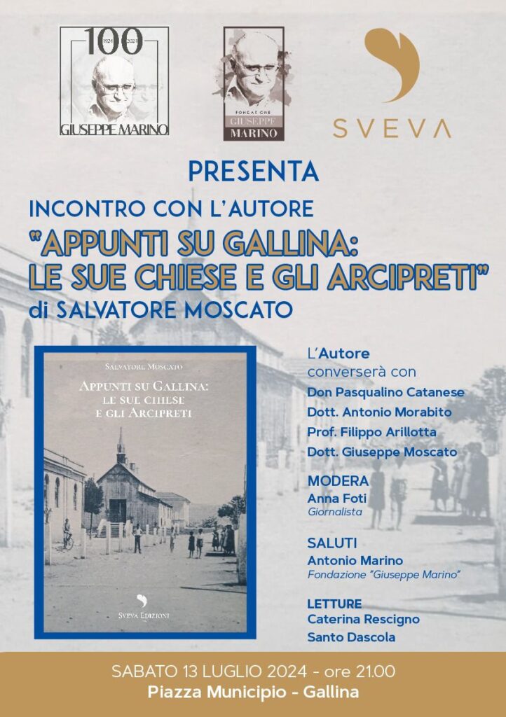“Appunti su Gallina le sue chiese e gli arcipreti” di Salvatore Moscato locandina fondazione Giuseppe Marino