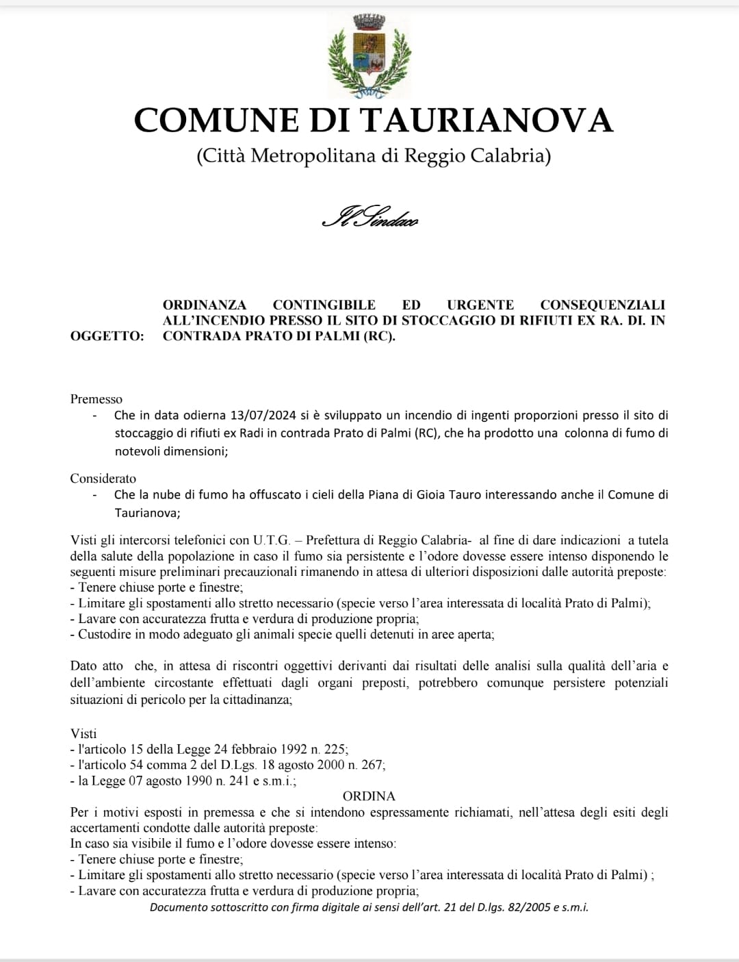 Ordinanza Taurianova