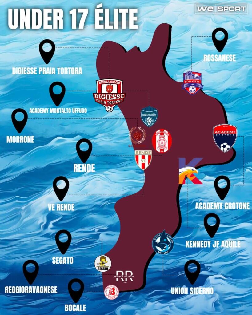 Mappa Under 17 elite calcio calabrese