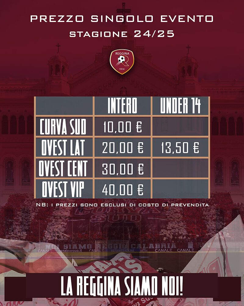 Prezzi biglietti Reggina-Ragusa